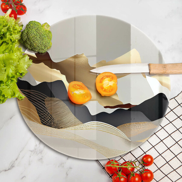 Üveg vágódeszka Absztrakt arany hegyek