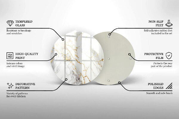 Üveg vágódeszka Világos márvány arannyal