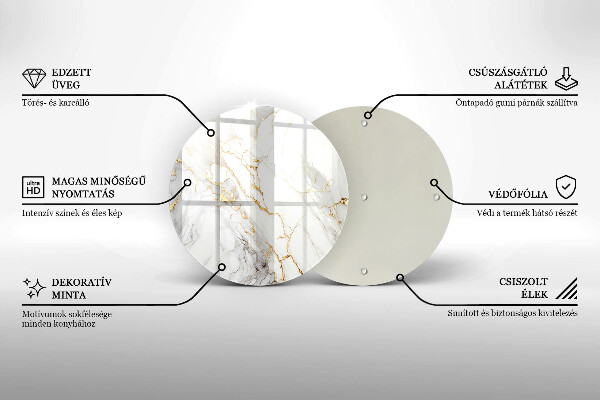 Üveg vágódeszka Világos márvány arannyal