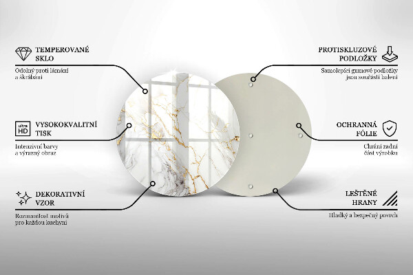 Üveg vágódeszka Világos márvány arannyal