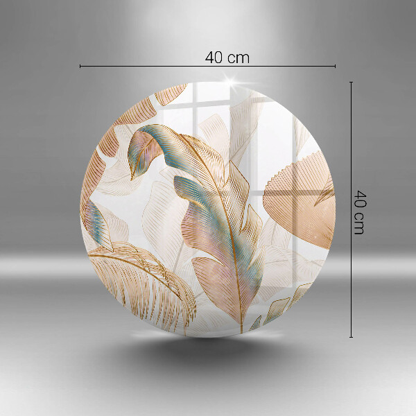 Üveg vágódeszka Boho tollak és levelek