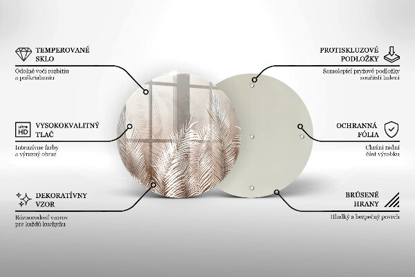 Üveg vágódeszka Boho növényzet levelei