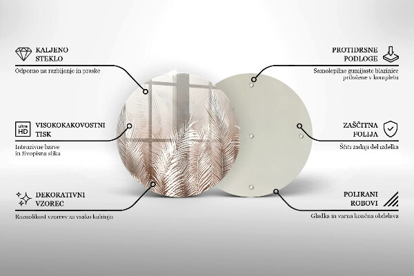 Üveg vágódeszka Boho növényzet levelei