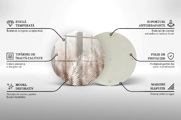 Üveg vágódeszka Boho növényzet levelei