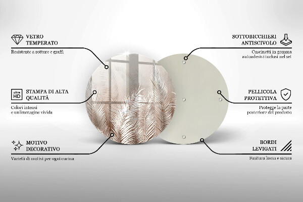 Üveg vágódeszka Boho növényzet levelei