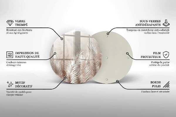 Üveg vágódeszka Boho növényzet levelei