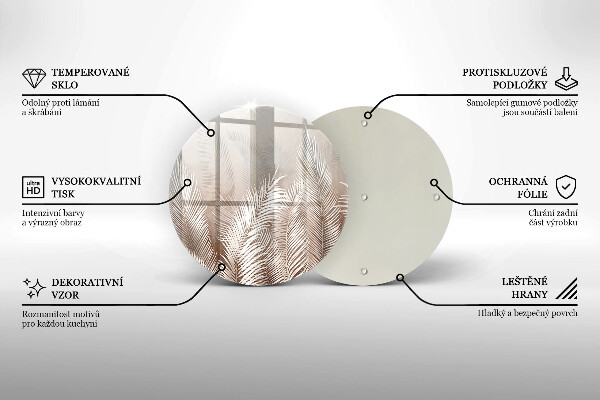 Üveg vágódeszka Boho növényzet levelei