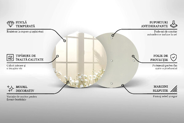 Üveg vágódeszka Gipsz boho virágok