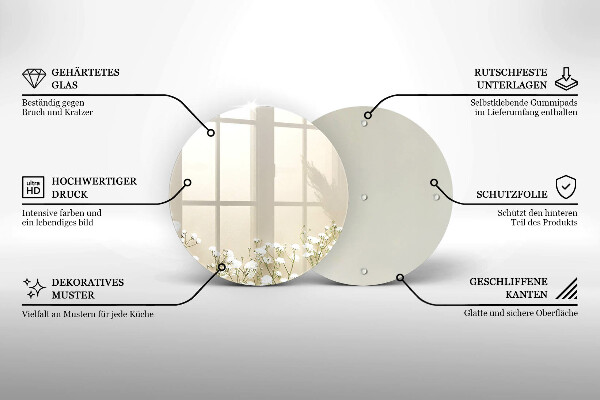 Üveg vágódeszka Gipsz boho virágok