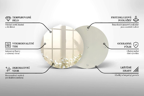 Üveg vágódeszka Gipsz boho virágok