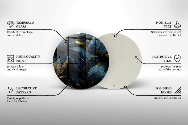 Üveg vágódeszka Dekoratív levelek arannyal