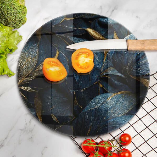 Üveg vágódeszka Dekoratív levelek arannyal