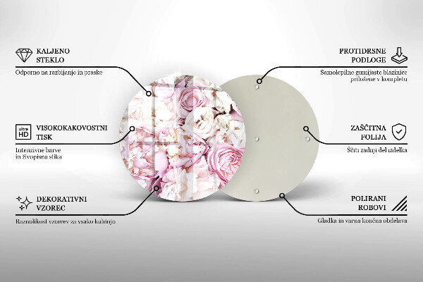 Üveg vágódeszka Bazsarózsa csokor