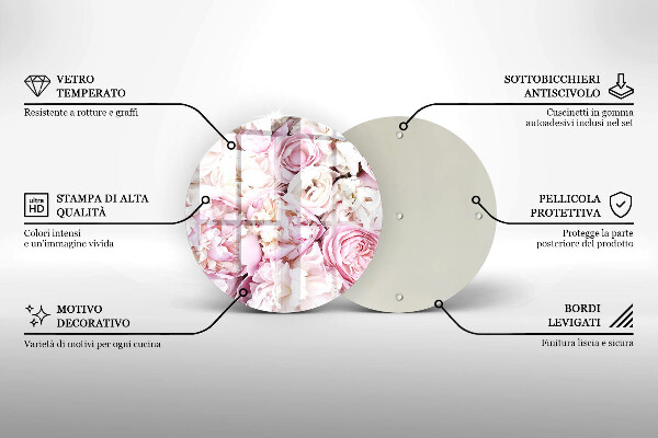 Üveg vágódeszka Bazsarózsa csokor