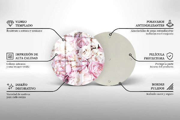 Üveg vágódeszka Bazsarózsa csokor