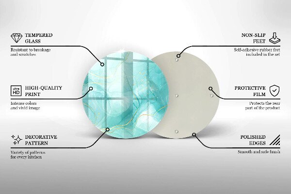 Üveg vágódeszka Kék és arany absztrakció