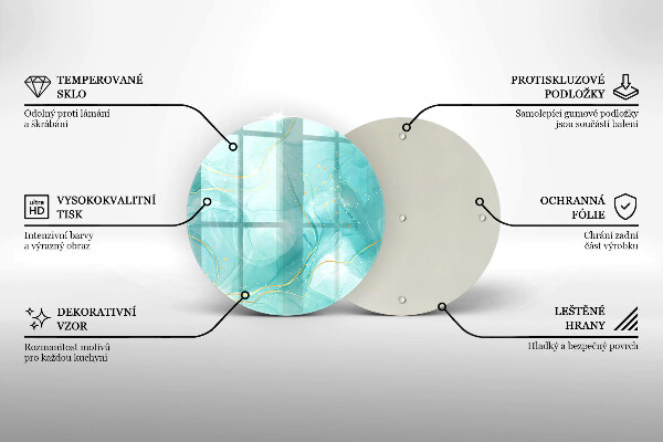 Üveg vágódeszka Kék és arany absztrakció