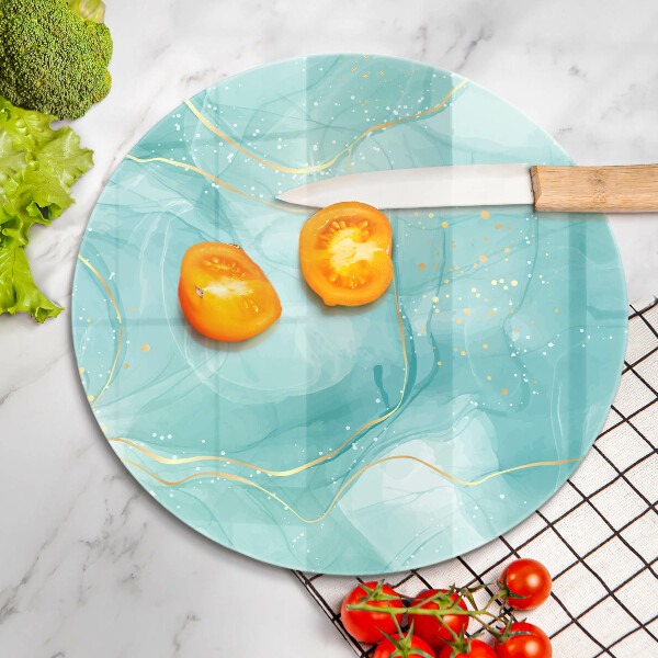 Üveg vágódeszka Kék és arany absztrakció