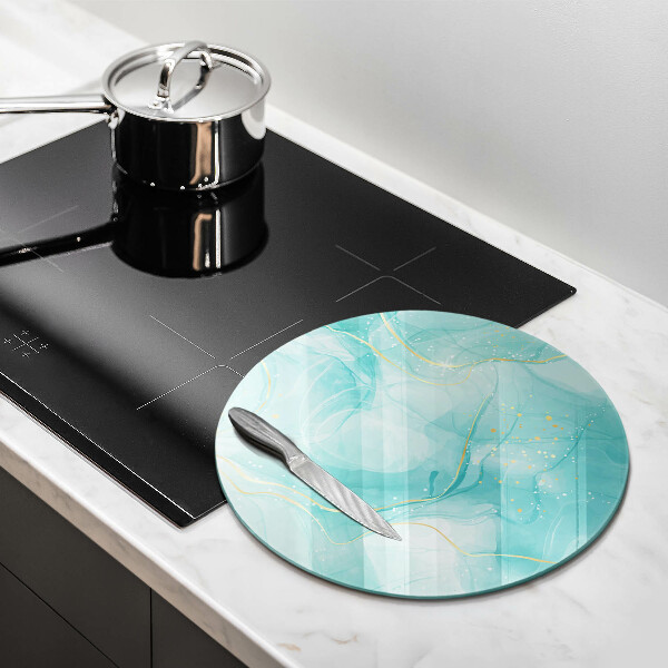 Üveg vágódeszka Kék és arany absztrakció