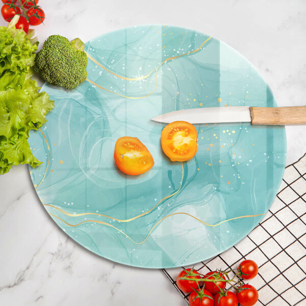 Üveg vágódeszka Kék és arany absztrakció