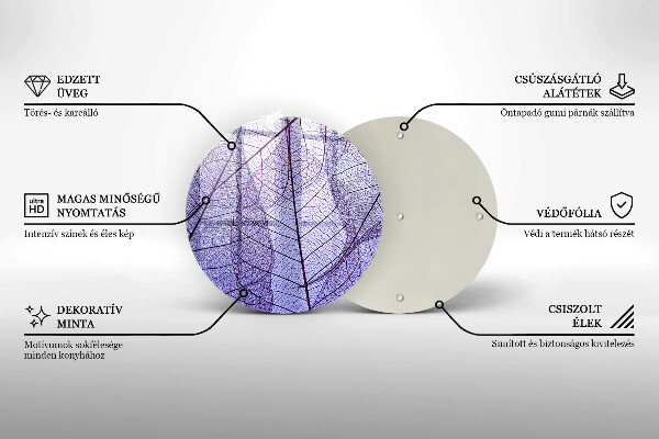 Üveg vágódeszka Levelek erekkel