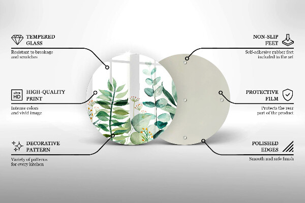 Üveg vágódeszka Növény levelek illusztráció