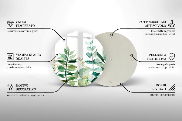 Üveg vágódeszka Növény levelek illusztráció
