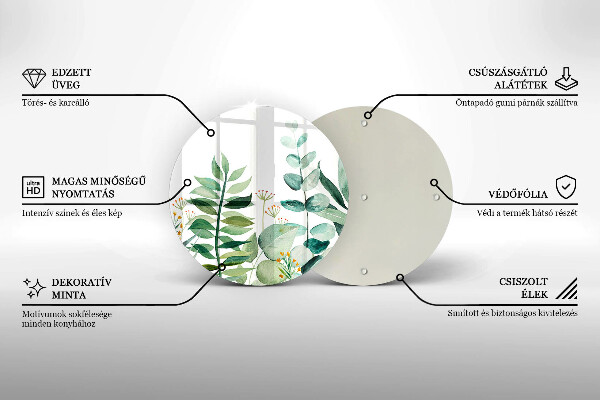 Üveg vágódeszka Növény levelek illusztráció