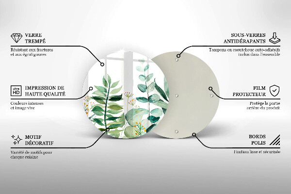 Üveg vágódeszka Növény levelek illusztráció