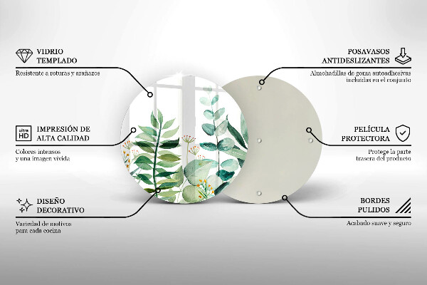 Üveg vágódeszka Növény levelek illusztráció