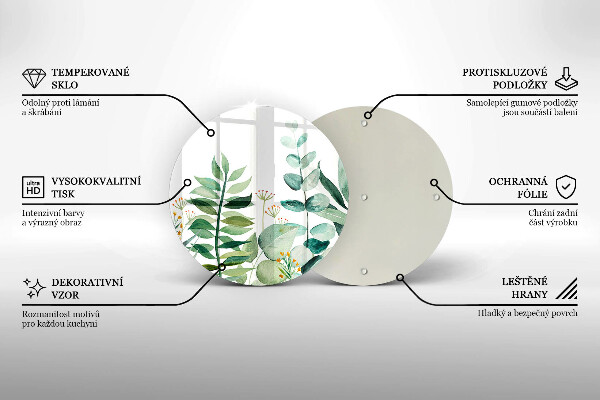 Üveg vágódeszka Növény levelek illusztráció