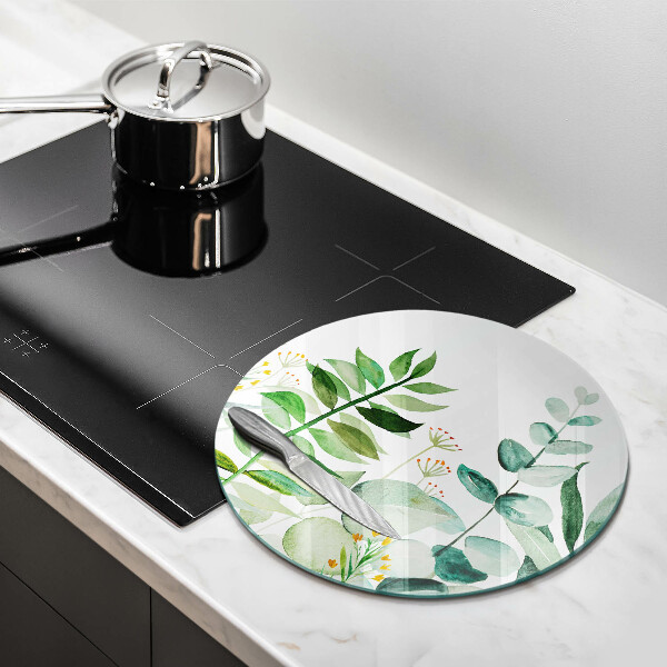 Üveg vágódeszka Növény levelek illusztráció