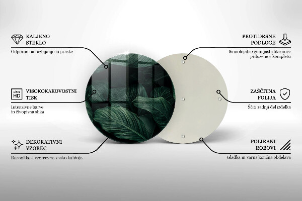 Üveg vágódeszka Sötét levelek