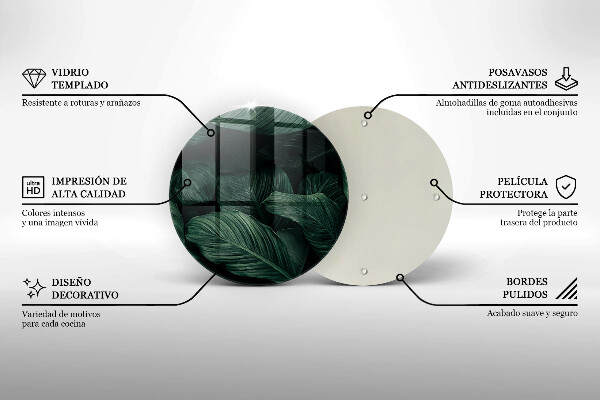 Üveg vágódeszka Sötét levelek