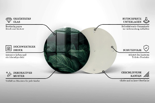 Üveg vágódeszka Sötét levelek