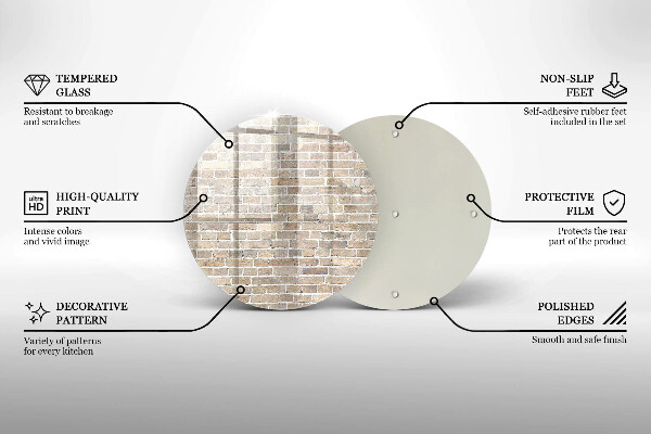 Üveg vágódeszka Világos téglafal