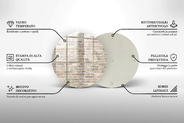 Üveg vágódeszka Világos téglafal