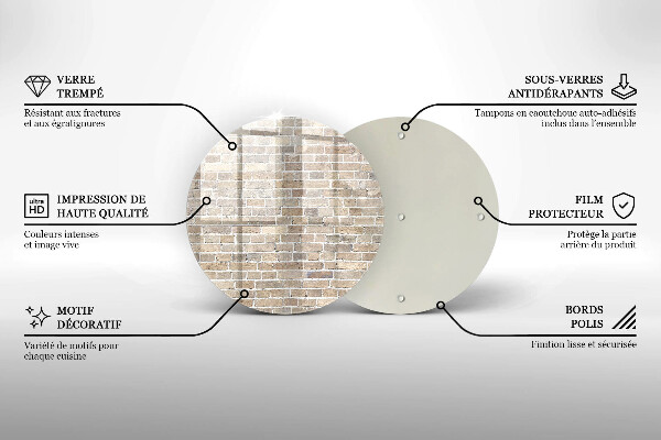 Üveg vágódeszka Világos téglafal