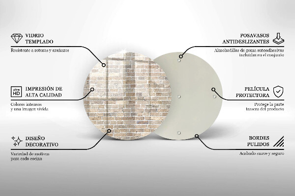 Üveg vágódeszka Világos téglafal