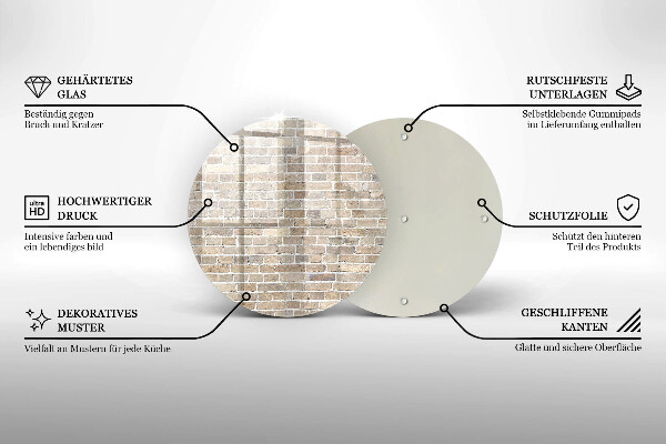 Üveg vágódeszka Világos téglafal