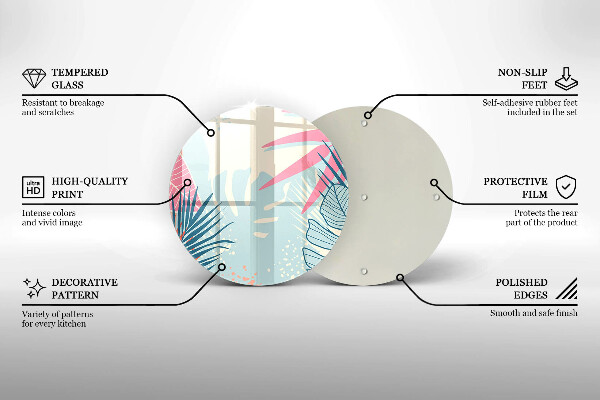 Üveg vágódeszka Pasztell levelek