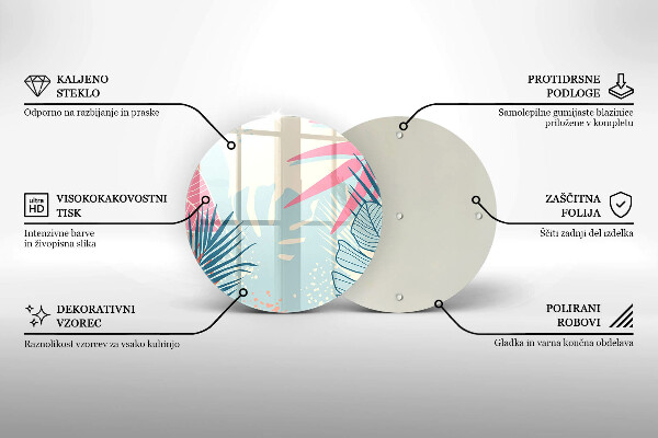 Üveg vágódeszka Pasztell levelek