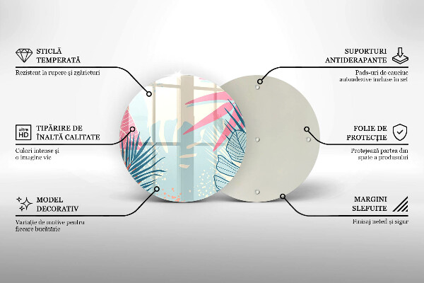 Üveg vágódeszka Pasztell levelek