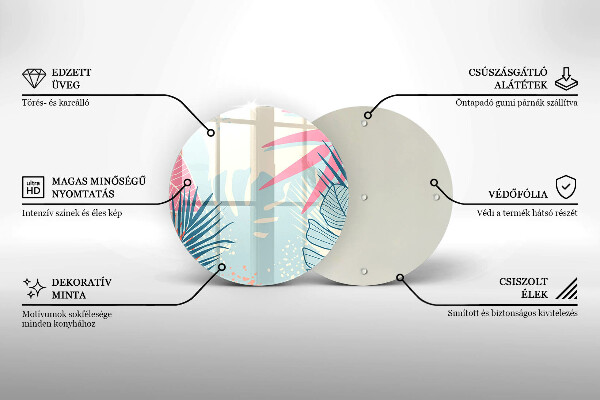 Üveg vágódeszka Pasztell levelek