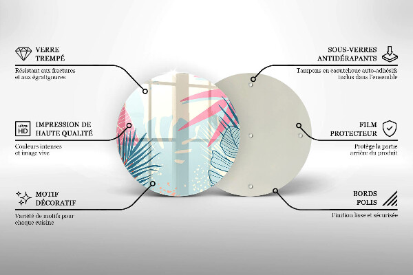 Üveg vágódeszka Pasztell levelek