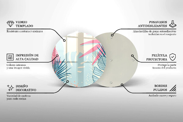 Üveg vágódeszka Pasztell levelek