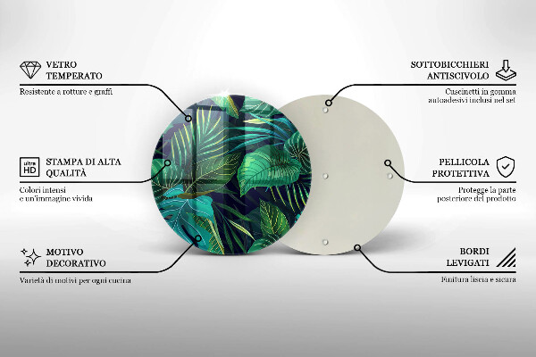 Üveg vágódeszka Dzsungel levelek illusztráció