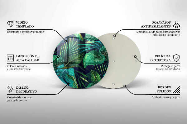 Üveg vágódeszka Dzsungel levelek illusztráció