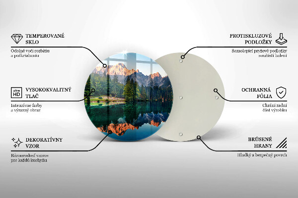 Üveg vágódeszka Erdő és hegyi tó