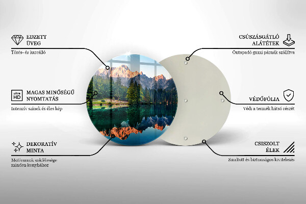 Üveg vágódeszka Erdő és hegyi tó